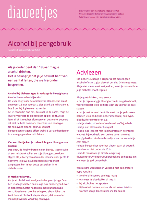 Afbeelding voor Diaweetje Alcohol bij pengebruik